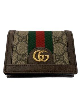 Gucci Wallet GG Ophidia PVC Bifold Card Holder Brown Tan